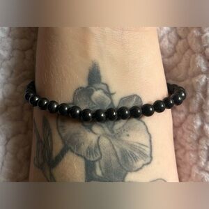 Black Agate | Polished Bead Bracelet | Brand new |
